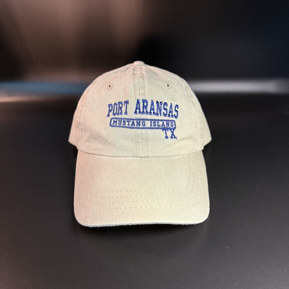 Port Aransas Mustang Island TX Worldwide Sportswear Khaki Cotton‎ Hat Mens OSFM